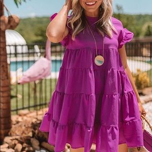Purple Ruffle Layered Dress